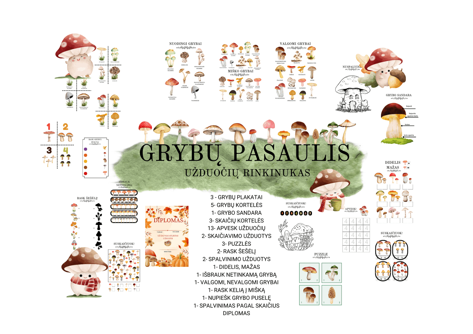 U duo i Rinkinys Vaikams Apie Grybus Gryb Pasaulis U duo i Rinkinys Vaikams Apie Grybus Gryb Pasaulis