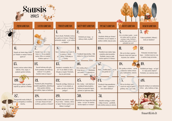 „Rudens nuotykių kalendorius vaikams”